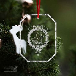 Scottish MacIver Clan Crest Crystal Tartan Ornament - Tartan Christmas Ornaments ScotsTee Shop - Scottish Plaid - Tartan Plaid - Tartan Christmas Decor - ScotsTee.com