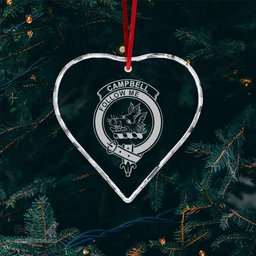 Scottish Campbell of Cawdor Clan Crest Crystal Tartan Ornament - Tartan Christmas Ornaments ScotsTee Shop - Scottish Plaid - Tartan Plaid - Tartan Christmas Decor - ScotsTee.com