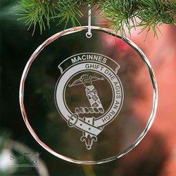 Scottish MacInnes Clan Crest Crystal Tartan Ornament - Tartan Christmas Ornaments ScotsTee Shop - Scottish Plaid - Tartan Plaid - Tartan Christmas Decor - ScotsTee.com