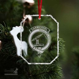 Scottish Carmichael Clan Crest Crystal Tartan Ornament - Tartan Christmas Ornaments ScotsTee Shop - Scottish Plaid - Tartan Plaid - Tartan Christmas Decor - ScotsTee.com