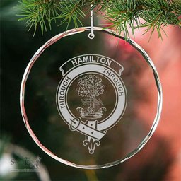Scottish Hamilton Clan Crest Crystal Tartan Ornament - Tartan Christmas Ornaments ScotsTee Shop - Scottish Plaid - Tartan Plaid - Tartan Christmas Decor - ScotsTee.com