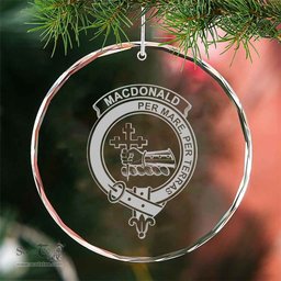 Scottish MacDonald (of Sleat) Clan Crest Crystal Tartan Ornament - Tartan Christmas Ornaments ScotsTee Shop - Scottish Plaid - Tartan Plaid - Tartan Christmas Decor - ScotsTee.com