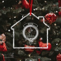 Scottish Boyd Clan Crest Crystal Tartan Ornament - Tartan Christmas Ornaments ScotsTee Shop - Scottish Plaid - Tartan Plaid - Tartan Christmas Decor - ScotsTee.com
