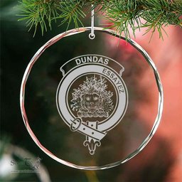 Scottish Dundas Clan Crest Crystal Tartan Ornament - Tartan Christmas Ornaments ScotsTee Shop - Scottish Plaid - Tartan Plaid - Tartan Christmas Decor - ScotsTee.com