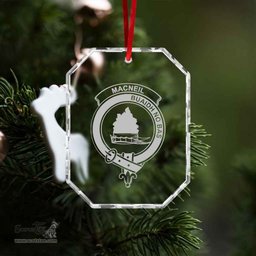 Scottish MacNeil of Colonsay Clan Crest Crystal Tartan Ornament - Tartan Christmas Ornaments ScotsTee Shop - Scottish Plaid - Tartan Plaid - Tartan Christmas Decor - ScotsTee.com