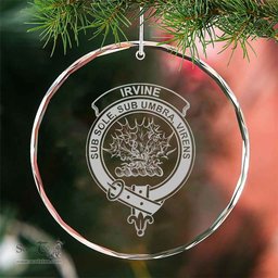 Scottish Irvine Clan Crest Crystal Tartan Ornament - Tartan Christmas Ornaments ScotsTee Shop - Scottish Plaid - Tartan Plaid - Tartan Christmas Decor - ScotsTee.com