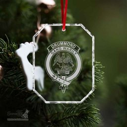Scottish Drummond Clan Crest Crystal Tartan Ornament - Tartan Christmas Ornaments ScotsTee Shop - Scottish Plaid - Tartan Plaid - Tartan Christmas Decor - ScotsTee.com
