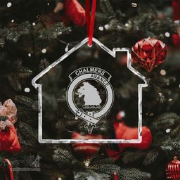 Scottish Chalmers Clan Crest Crystal Tartan Ornament - Tartan Christmas Ornaments ScotsTee Shop - Scottish Plaid - Tartan Plaid - Tartan Christmas Decor - ScotsTee.com