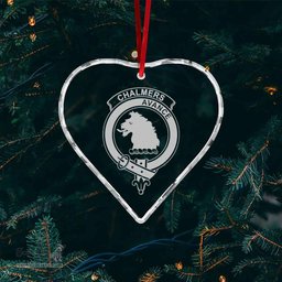 Scottish Chalmers Clan Crest Crystal Tartan Ornament - Tartan Christmas Ornaments ScotsTee Shop - Scottish Plaid - Tartan Plaid - Tartan Christmas Decor - ScotsTee.com