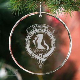 Scottish MacBain Clan Crest Crystal Tartan Ornament - Tartan Christmas Ornaments ScotsTee Shop - Scottish Plaid - Tartan Plaid - Tartan Christmas Decor - ScotsTee.com