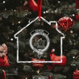 Scottish Heron Clan Crest Crystal Tartan Ornament - Tartan Christmas Ornaments ScotsTee Shop - Scottish Plaid - Tartan Plaid - Tartan Christmas Decor - ScotsTee.com