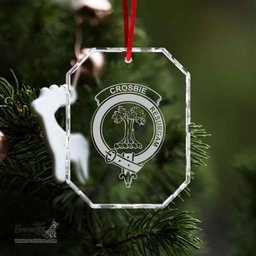 Scottish Crosbie Clan Crest Crystal Tartan Ornament - Tartan Christmas Ornaments ScotsTee Shop - Scottish Plaid - Tartan Plaid - Tartan Christmas Decor - ScotsTee.com
