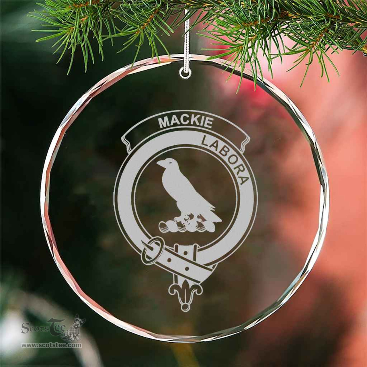 Scottish MacKie Clan Crest Crystal Tartan Ornament - Tartan Christmas Ornaments ScotsTee Shop - Scottish Plaid - Tartan Plaid - Tartan Christmas Decor - ScotsTee.com