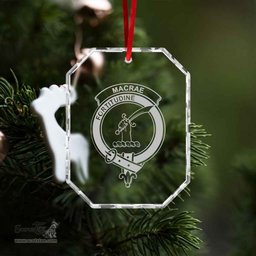 Scottish MacRae Clan Crest Crystal Tartan Ornament - Tartan Christmas Ornaments ScotsTee Shop - Scottish Plaid - Tartan Plaid - Tartan Christmas Decor - ScotsTee.com