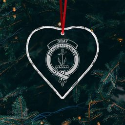 Scottish Gray Clan Crest Crystal Tartan Ornament - Tartan Christmas Ornaments ScotsTee Shop - Scottish Plaid - Tartan Plaid - Tartan Christmas Decor - ScotsTee.com