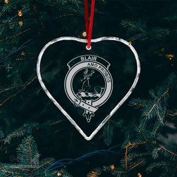 Scottish Blair Clan Crest Crystal Tartan Ornament - Tartan Christmas Ornaments ScotsTee Shop - Scottish Plaid - Tartan Plaid - Tartan Christmas Decor - ScotsTee.com