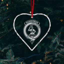 Scottish Bannerman Clan Crest Crystal Tartan Ornament - Tartan Christmas Ornaments ScotsTee Shop - Scottish Plaid - Tartan Plaid - Tartan Christmas Decor - ScotsTee.com