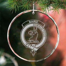 Scottish Baird Clan Crest Crystal Tartan Ornament - Tartan Christmas Ornaments ScotsTee Shop - Scottish Plaid - Tartan Plaid - Tartan Christmas Decor - ScotsTee.com