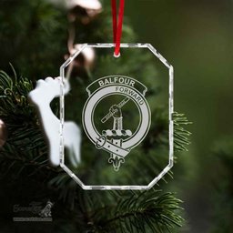 Scottish Balfour Clan Crest Crystal Tartan Ornament - Tartan Christmas Ornaments ScotsTee Shop - Scottish Plaid - Tartan Plaid - Tartan Christmas Decor - ScotsTee.com