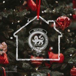 Scottish Baxter Clan Crest Crystal Tartan Ornament - Tartan Christmas Ornaments ScotsTee Shop - Scottish Plaid - Tartan Plaid - Tartan Christmas Decor - ScotsTee.com