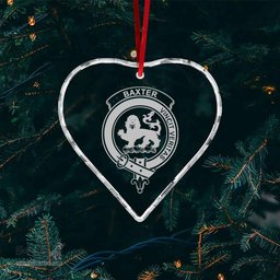 Scottish Baxter Clan Crest Crystal Tartan Ornament - Tartan Christmas Ornaments ScotsTee Shop - Scottish Plaid - Tartan Plaid - Tartan Christmas Decor - ScotsTee.com