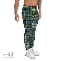 Scotstee Shop Tartan Plaid Men's Leggings Yoga Pants Clan Scott Green Ancient Plaid Men Running Leggings