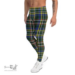 Scotstee Shop Tartan Plaid Men's Leggings Yoga Pants Clan Scott Green Modern Plaid Men Running Leggings