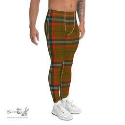 Scotstee Shop Tartan Plaid Men's Leggings Yoga Pants Clan Seton Hunting Modern Plaid Men Running Leggings