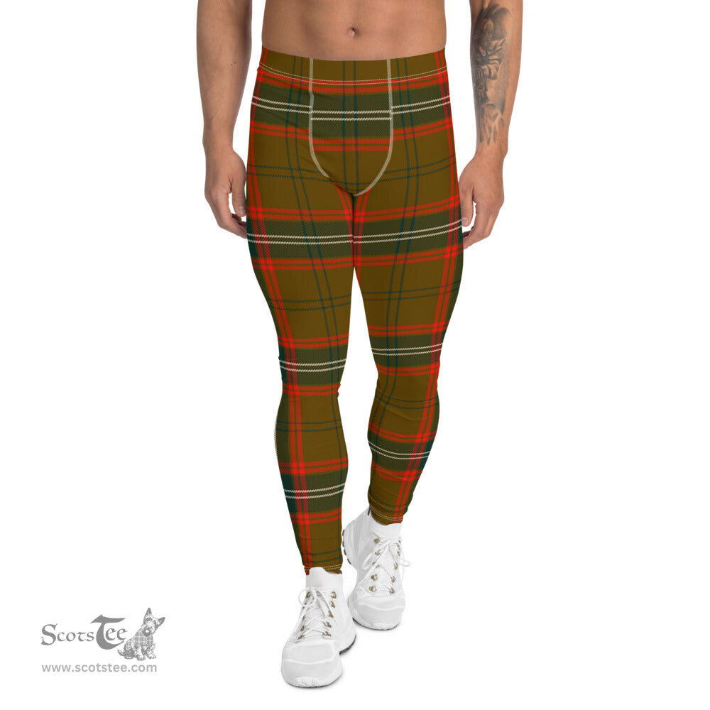 Scotstee Shop Tartan Plaid Men's Leggings Yoga Pants Clan Seton Hunting Modern Plaid Men Running Leggings