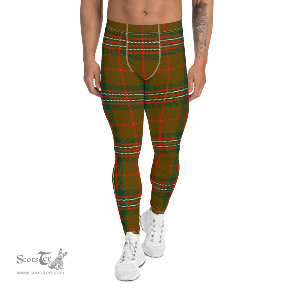 Scotstee Shop Tartan Plaid Men's Leggings Yoga Pants Clan Scott Brown Modern Plaid Men Running Leggings