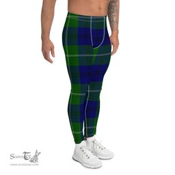 Scotstee Shop Tartan Plaid Men's Leggings Yoga Pants Clan Oliphant Modern Plaid Men Running Leggings