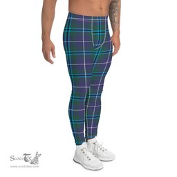 Scotstee Shop Tartan Plaid Men's Leggings Yoga Pants Clan Sandilands Modern Plaid Men Running Leggings