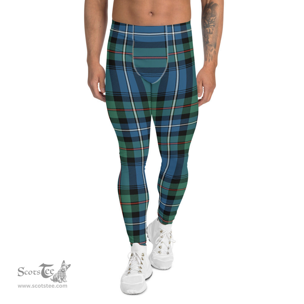 Scotstee Shop Tartan Plaid Men's Leggings Yoga Pants Clan Robertson Hunting Ancient Plaid Men Running Leggings