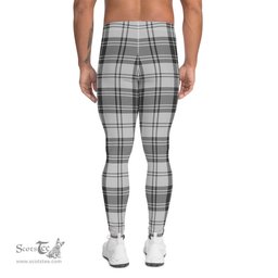 Scotstee Shop Tartan Plaid Men's Leggings Yoga Pants Clan Sandilands Grey Plaid Men Running Leggings