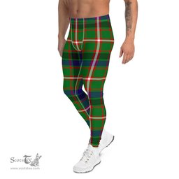 Scotstee Shop Tartan Plaid Men's Leggings Yoga Pants Clan Reid Green Plaid Men Running Leggings