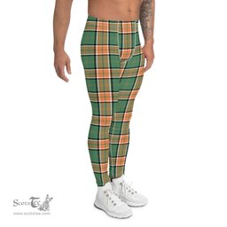 Scotstee Shop Tartan Plaid Men's Leggings Yoga Pants Clan Pollock Hunting Plaid Men Running Leggings