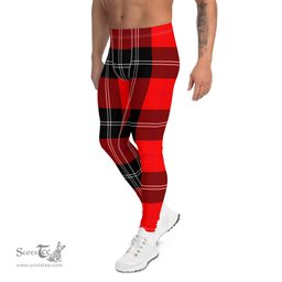 Scotstee Shop Tartan Plaid Men's Leggings Yoga Pants Clan Ramsay Modern Plaid Men Running Leggings