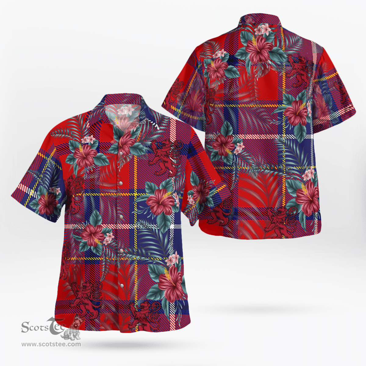 Scottish Clan Wishart Dress Tartan Scottish Lion Hawaiian Shirt | Tartan Plaid Shirt Scottish Plaid Tartan Plaid - ScotsTee - scotstee.com