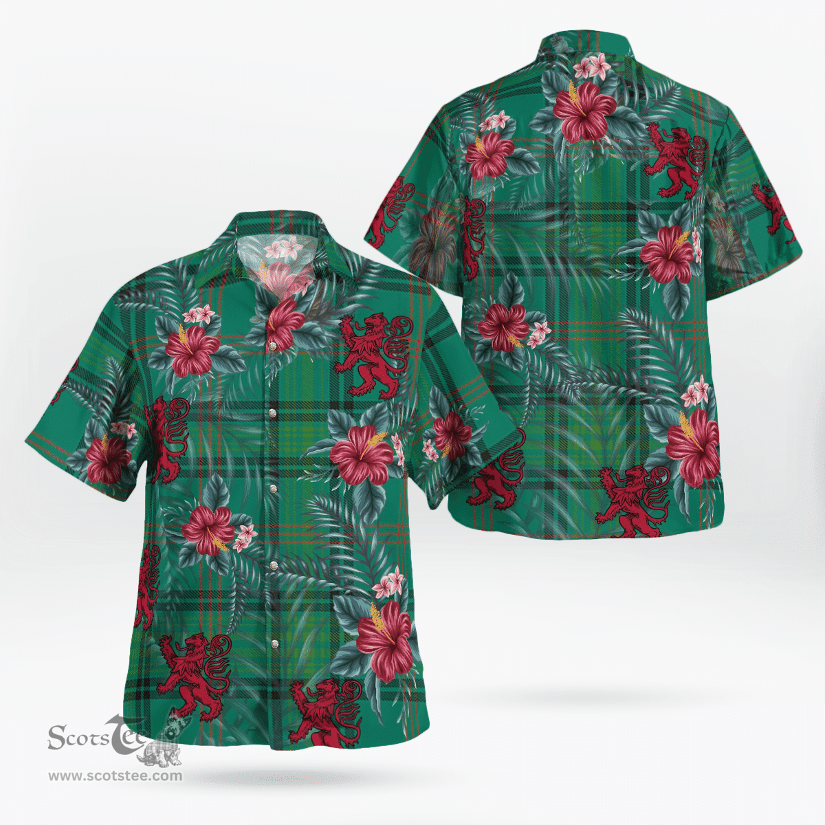 Scottish Clan Ross Hunting Ancient Tartan Scottish Lion Hawaiian Shirt | Tartan Plaid Shirt Scottish Plaid Tartan Plaid - ScotsTee - scotstee.com