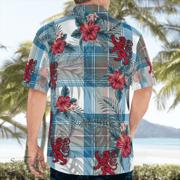 Scottish Clan Stewart Muted Blue Tartan Scottish Lion Hawaiian Shirt | Tartan Plaid Shirt Scottish Plaid Tartan Plaid - ScotsTee - scotstee.com