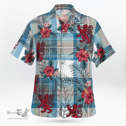 Scottish Clan Stewart Muted Blue Tartan Scottish Lion Hawaiian Shirt | Tartan Plaid Shirt Scottish Plaid Tartan Plaid - ScotsTee - scotstee.com
