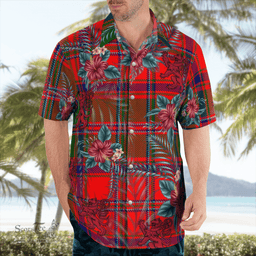 Scottish Clan Stewart of Appin Modern Tartan Scottish Lion Hawaiian Shirt | Tartan Plaid Shirt Scottish Plaid Tartan Plaid - ScotsTee - scotstee.com