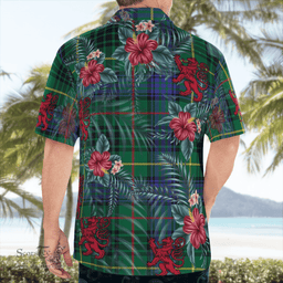 Scottish Clan Stewart Hunting Modern Tartan Scottish Lion Hawaiian Shirt | Tartan Plaid Shirt Scottish Plaid Tartan Plaid - ScotsTee - scotstee.com