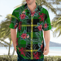 Scottish Clan Wallace Hunting Green Tartan Scottish Lion Hawaiian Shirt | Tartan Plaid Shirt Scottish Plaid Tartan Plaid - ScotsTee - scotstee.com