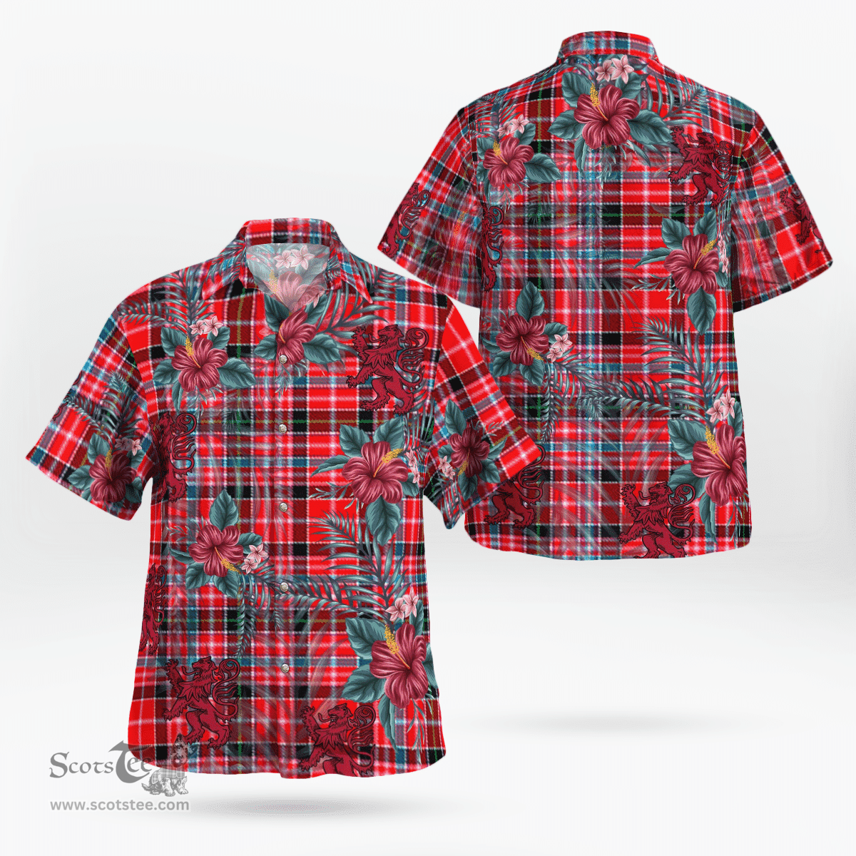 Scottish Clan Straiton Aderbeen Tartan Scottish Lion Hawaiian Shirt | Tartan Plaid Shirt Scottish Plaid Tartan Plaid - ScotsTee - scotstee.com
