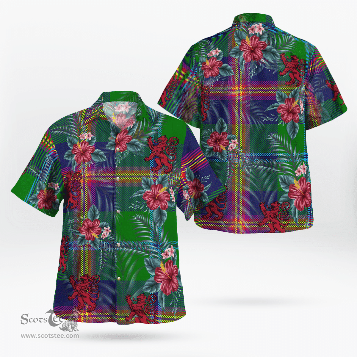 Scottish Clan Young Modern Tartan Scottish Lion Hawaiian Shirt | Tartan Plaid Shirt Scottish Plaid Tartan Plaid - ScotsTee - scotstee.com