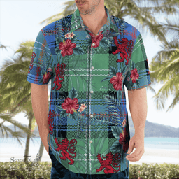 Scottish Clan Sutherland Old Ancient Tartan Scottish Lion Hawaiian Shirt | Tartan Plaid Shirt Scottish Plaid Tartan Plaid - ScotsTee - scotstee.com