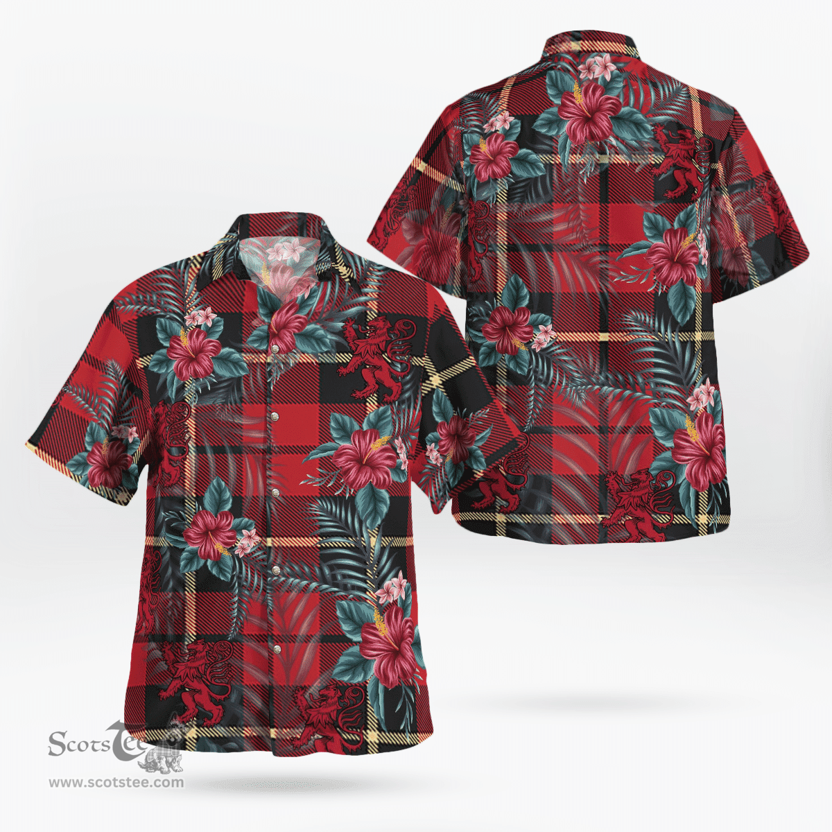 Scottish Clan Wallace Hunting Tartan Scottish Lion Hawaiian Shirt | Tartan Plaid Shirt Scottish Plaid Tartan Plaid - ScotsTee - scotstee.com