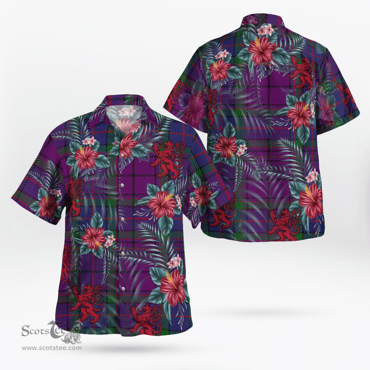 Scottish Clan Wardlaw Tartan Scottish Lion Hawaiian Shirt | Tartan Plaid Shirt Scottish Plaid Tartan Plaid - ScotsTee - scotstee.com