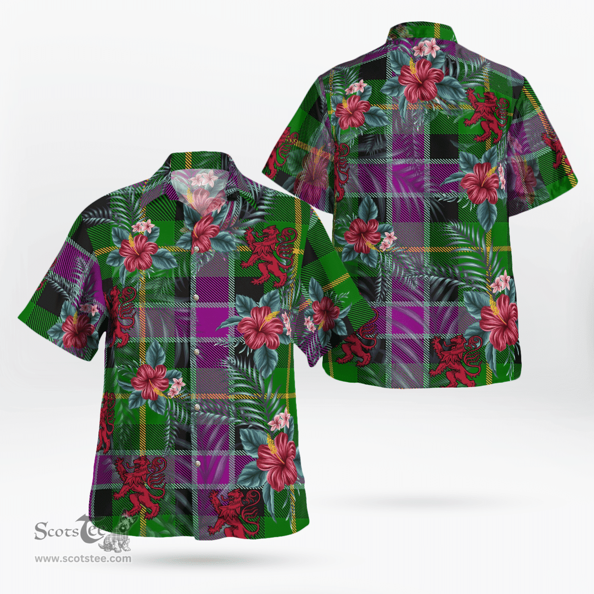 Scottish Clan Selkirk Tartan Scottish Lion Hawaiian Shirt | Tartan Plaid Shirt Scottish Plaid Tartan Plaid - ScotsTee - scotstee.com